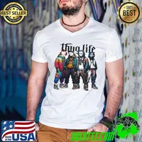 Halloween Movies Thug Life Of IT Michael Myers Jason Voorhees Ghostface 2024 Guys V Neck