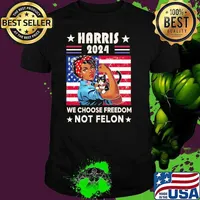 Harris 2024 We Choose Freedome Not Felon USA Flag Unisex