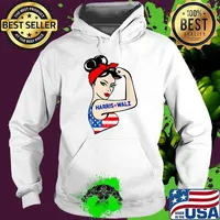 Harris Waltz 2024 Strong Women USa Flag Election Kamala Harris Tim Waltz Hoodie