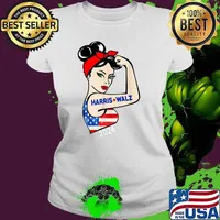 Harris Waltz 2024 Strong Women USa Flag Election Kamala Harris Tim Waltz Ladies tee