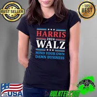 Harris Walz 2024 Mind Your Own Damn Business Stars Election Ladies Tee