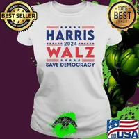 Harris Walz 2024 Save Democracy 47 president Ladies tee