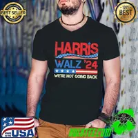 Harris Walz 2024 We're Not Going Back Retro Election Kamala Harris Tim Walz 2024 T-Shirt