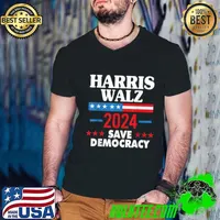 Harris Walz Save Democracy 2024 Red Stars Election T-Shirt
