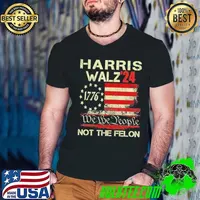 Harris walz not the felon 2024 we the people usa flag vintage T-Shirt