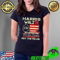 Harris walz not the felon 2024 we the people usa flag vintage Ladies Tee
