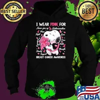 I wear pink for never give up determination breast cancer awareness snoppy flower Hoodie