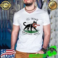 I'Ll Tread Wherever I Want Cat Ladies For Kamala Madam President Cat Catching Snake Guys V Neck