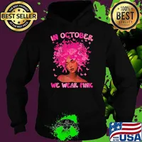 In October We Wear Pink African American Breast Cancer Survivor Butterflies Hoodie