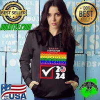 Kamala Harris For President 2024 LGBTQ Gay Pride USA Flag Hoodie