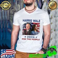 Kamala Harris Tim Walz Waltz 2024 For The People American Flag T-Shirt