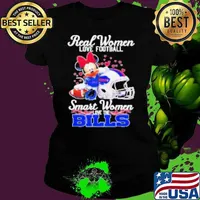 Minnie Mouse Real Women Love Football Smart Women Love The Buffalo Bills Ladies tee