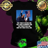 Premium They tried to silence him they to him tried to jail him now they tried usa flag Ladies tee