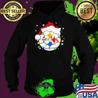 Santa Pittsburgh Steelers Logo Lights Christmas Hoodie