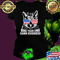 Tim Walz Mind Your Own Damn Business cat lady sunglasses usa flag Ladies tee