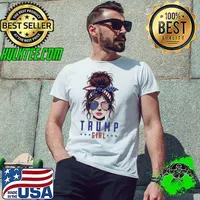 Trump Girl Get Over It 2024 Election Messy Bun Hair Sunglasses USa Flag Unisex