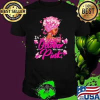 Breast Cancer In October We Wear Pink African American Butterflies Unisex