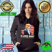 Cat in Suite with Trump Hair American Flag Nine Lives Baby Hoodie