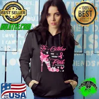 In October We Wear Pink Butterflies Breast Cancer Awareness High Heel Hoodie