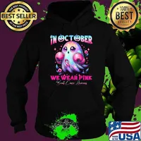 In October We Wear Pink Ghost Boxing Witch Breast Cancer Awareness Hoodie