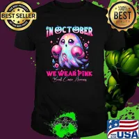 In October We Wear Pink Ghost Boxing Witch Breast Cancer Awareness T-Shirt