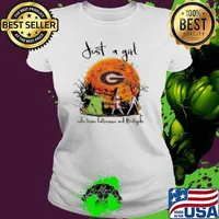 Just A Girl Who Love Halloween And Georgia Bulldogs Football Ladies tee