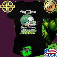 North Dakota State Bison x Snoopy Real Women Love Football Smart Women Helmet 2024 Ladies tee