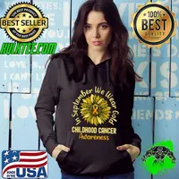 September We Wear Gold Childhood Cancer Awareness Sunflower Hoodie
