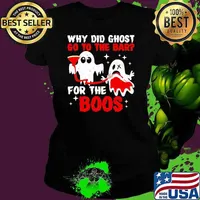 Why Ghost Go To Bar For Boos Retro Wine Lover Halloween Ladies tee