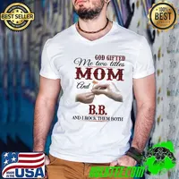 Wildflower God Gifted Me Two Titles Mom And Bb And I Rock Them Both Flower Sunflower Hands Guys V Neck
