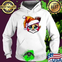 Awesome Cartoon character wearing Santa Claus hat and holding mug of hot chocolate Hoodie