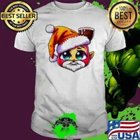 Awesome Cartoon character wearing Santa Claus hat and holding mug of hot chocolate Shirt