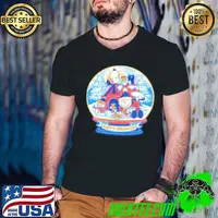 Awesome Peanuts a snowy winter scene with Charlie Brown Snoopy and Woodstock holiday snow globe Shirt