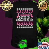 Flamingo Bells Flamingo All The Way Ugly Christmas shirt