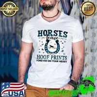Horses Leave Hoof Prints Forever On Your Heart Guys V Neck