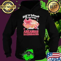 Just A Woman Who Loves Football And Arkansas Razorbacks Helmet Hoodie