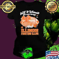 Just A Woman Who Loves Football And Illinois Fighting Illini Helmet Shirt