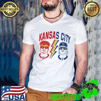 Kansas City Royals and Kansan City Chiefs football Patrick Mahomes vs Witt Jr. Guys V Neck
