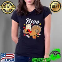 Moo I'm A Cow Not A Turkey Funny Thanksgiving Cow Ladies Tee