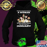 Never Underestimate A Woman Who Loves Dogs And Was Born In January Christmas Hoodie