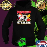 Pittsburgh Steelers Snoopy and Woodstock Happy Holidays Hoodie