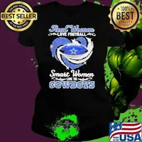 Real women love football smart women love the Dallas Cowboys diamond heart Ladies tee