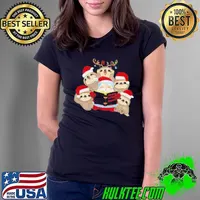 Santa And Sloth Reindeer The Night Before Christmas Ladies Tee