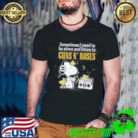 Snoopy And Woodstock Sometimes I Need To Be Alone And Listen To Guns N’ Roses Guys V Neck