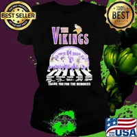 The Vikings Football Abbey Road 64 Years 1960 2024 Thank You For The Memories Signatures Ladies tee