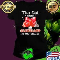 This girl loves her Cleveland Browns Football faux glitter Ladies tee