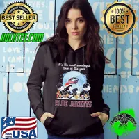 Columbus Blue Jackets It The Most Wonderful Time Of The Year Peanut Characters Christmas Hoodie