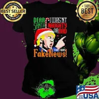 Dear Santa I Wasn’t Naughty Or Bad That Was Fake News Trump Ugly Christmas Ladies tee