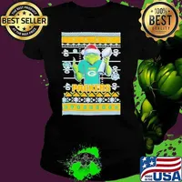 Green Bay Packers X Grinch Christmas with Super Bowl Trophy ugly Christmas shirt