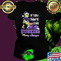 Grinch Santa If You Don’T Like Washington Huskies Merry Kissmyass 2024 Ladies tee